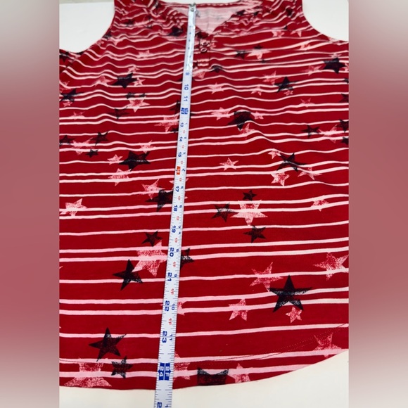 Kim Rogers Patriotic Labor Day Sleeveless V-neck Shirt Size Large - Picture 5 of 6
